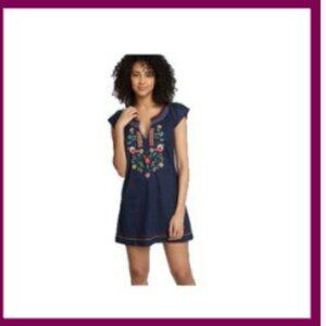 LUCKY BRAND Vintage Navy Embroidered Tunic Dress XL